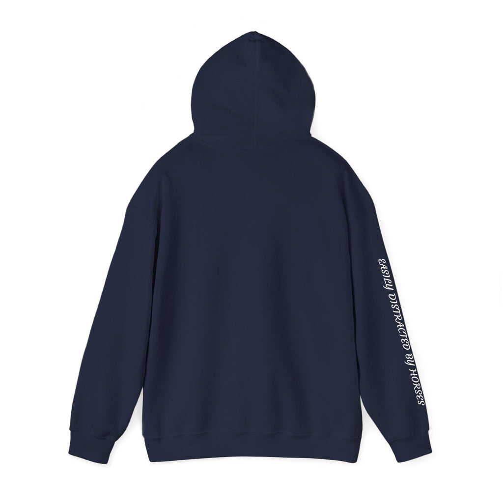 Minimalist Galloping Horse Hoodie — Small Center Chest Horse Illustration