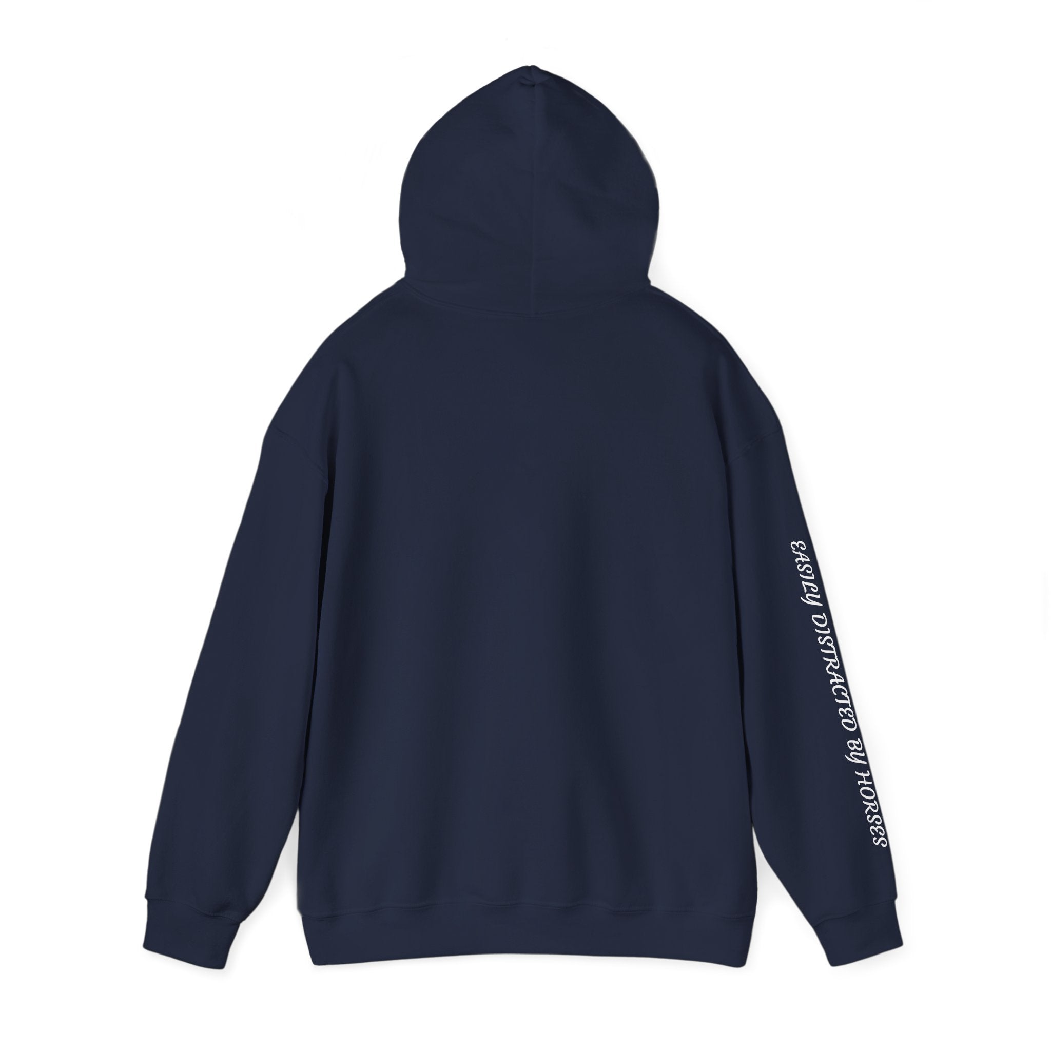 Minimalist Galloping Horse Hoodie — Small Center Chest Horse Illustration