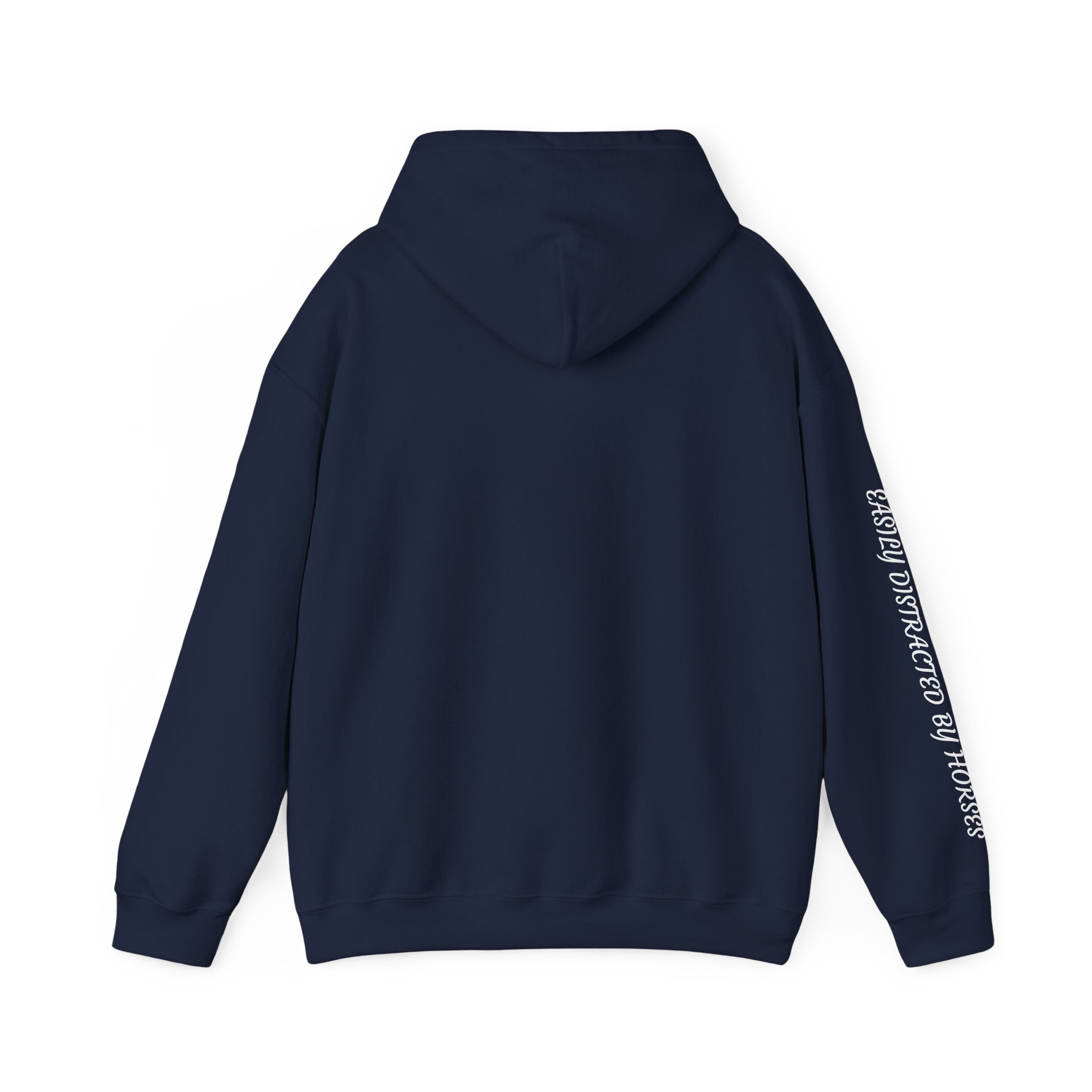 Minimalist Galloping Horse Hoodie — Small Center Chest Horse Illustration