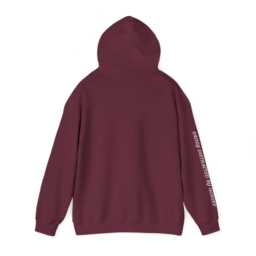 Minimalist Galloping Horse Hoodie — Small Center Chest Horse Illustration