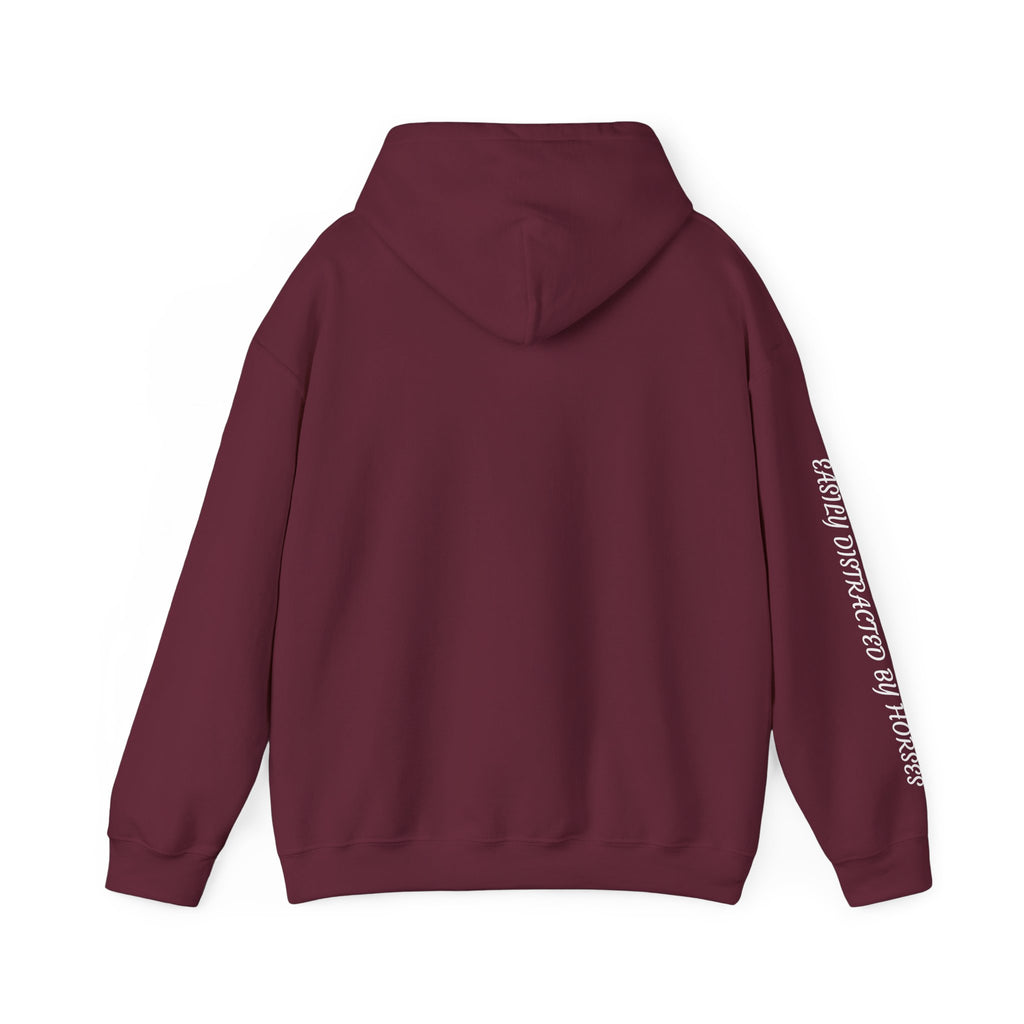 Minimalist Galloping Horse Hoodie — Small Center Chest Horse Illustration