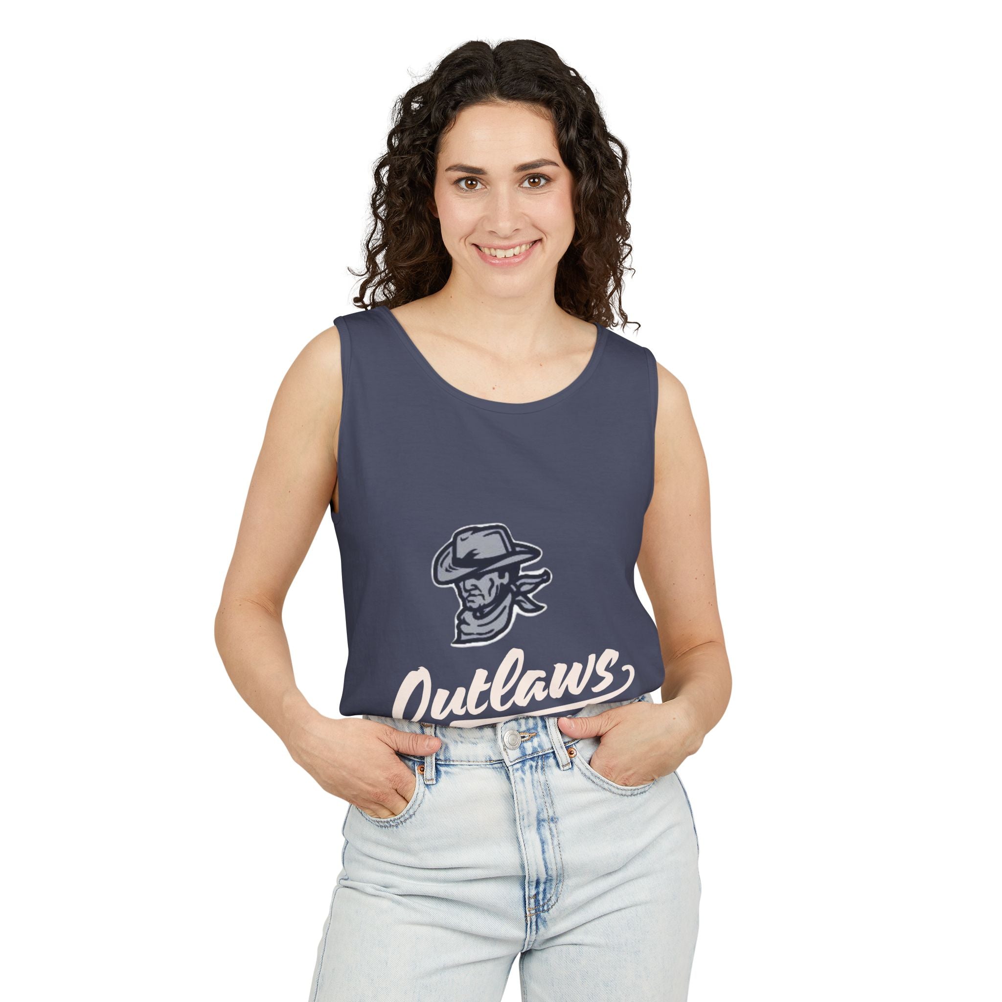 Outlaws Skull Cowboy Tank Top — Western Biker Graphic Tank