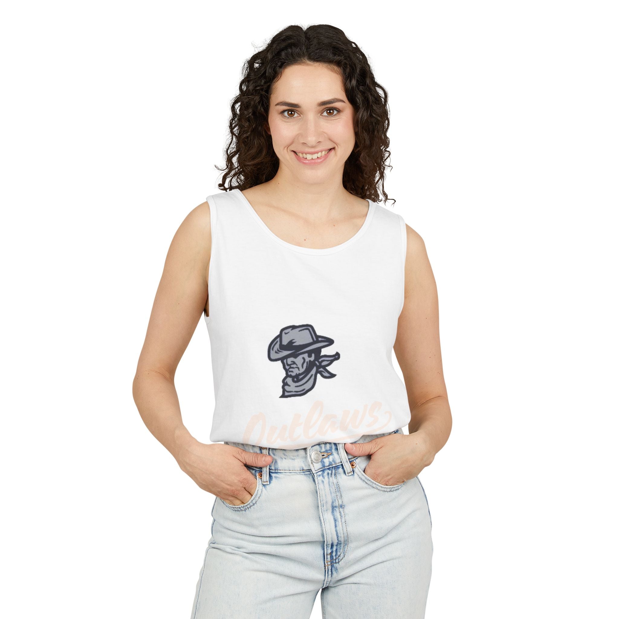 Outlaws Skull Cowboy Tank Top — Western Biker Graphic Tank